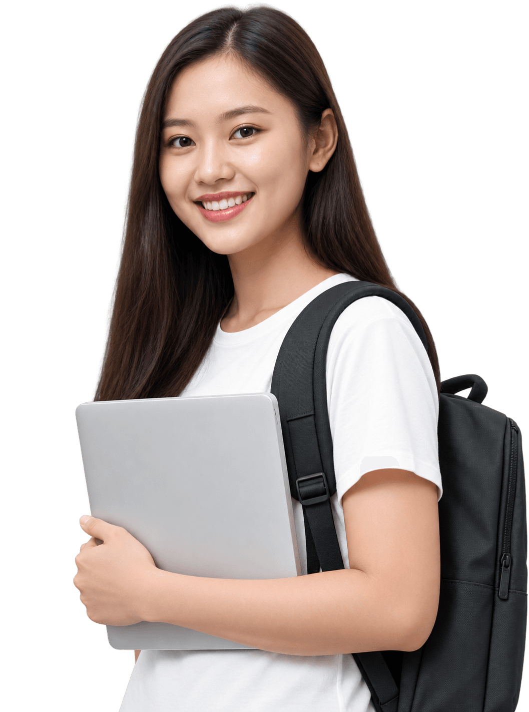 Student holding a laptop